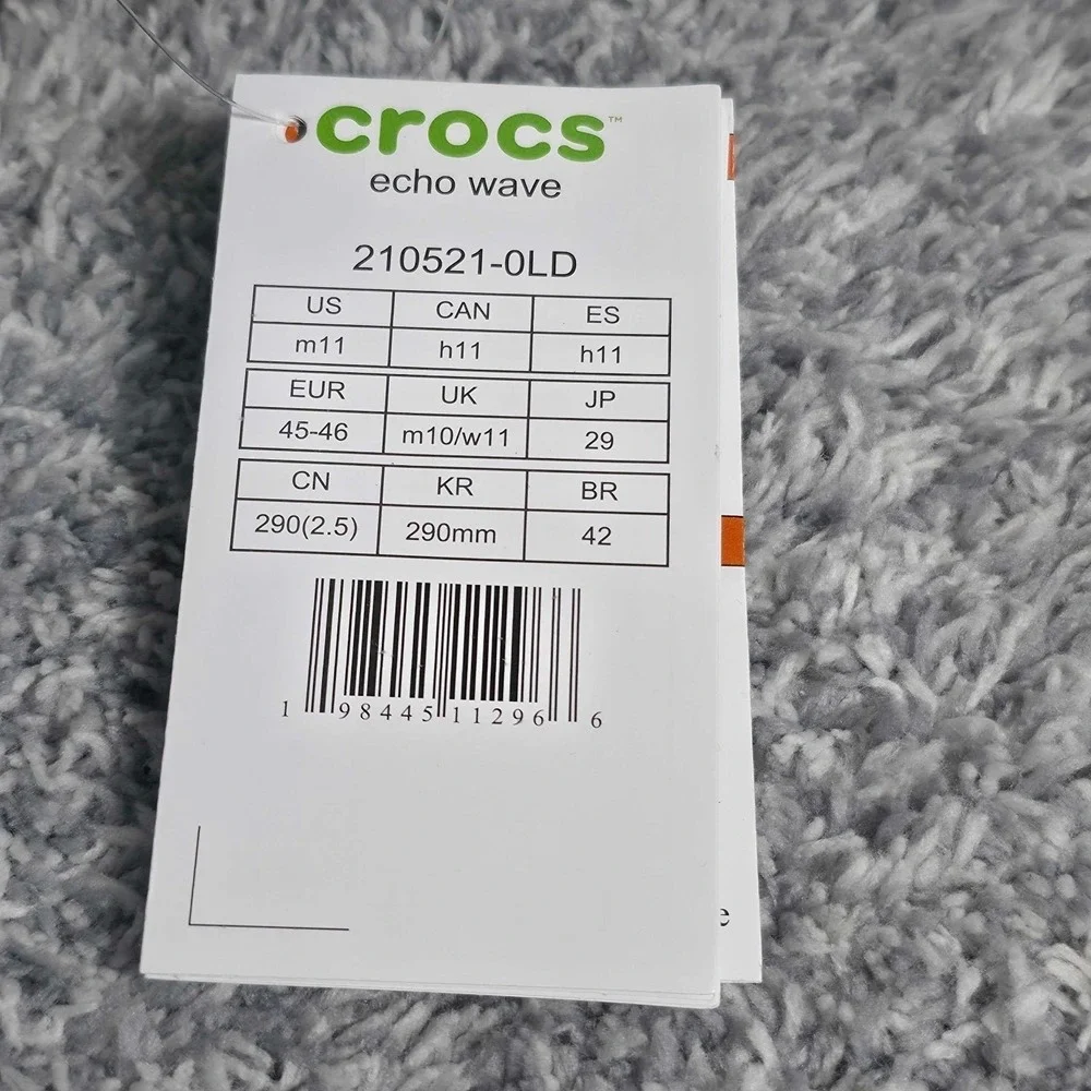 Crocs Echo Wave Clogs Slip On Shoes Men's Size 11 Black Sand NEW NWT 210521-0LD - Picture 10 of 10